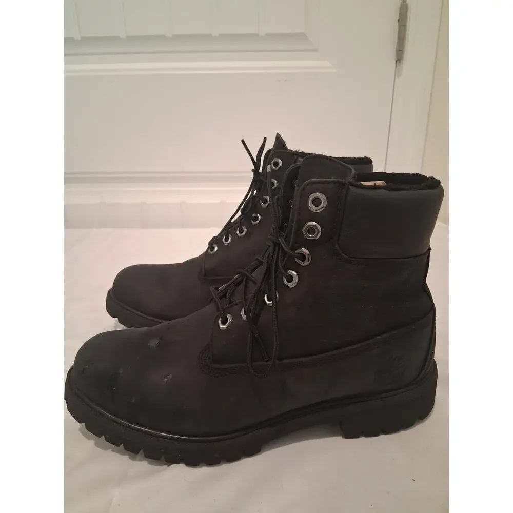 Timberland Black Waterproof Roll-Top Fleece Lined Boots 6
